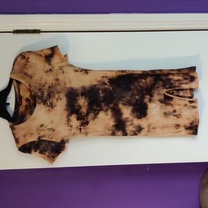 Tie dye dress, short sleeve, leg slit